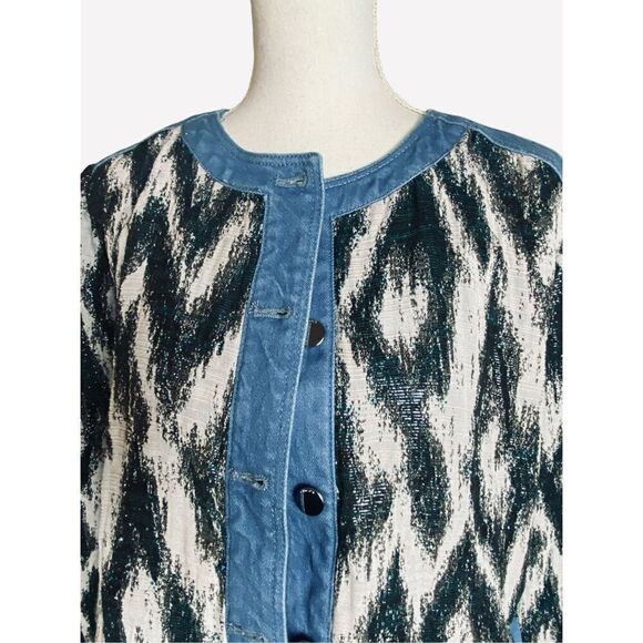 Chico’s Wm’s Sz 2 Medium Slub Lurex Chevron Deb Jacket - Picture 3 of 6